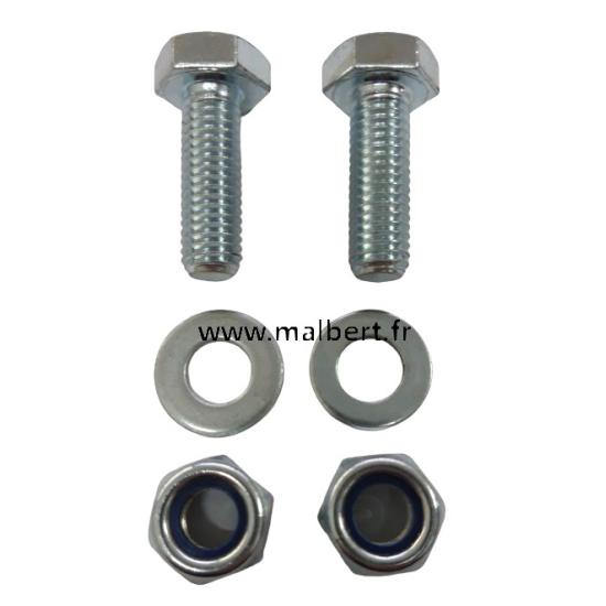 2 Boulons M10 x 30mm + 2 écrous nylstop + 2 rondelles