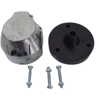 Socle femelle métallique 7 plots + cache arrière + 3 vis