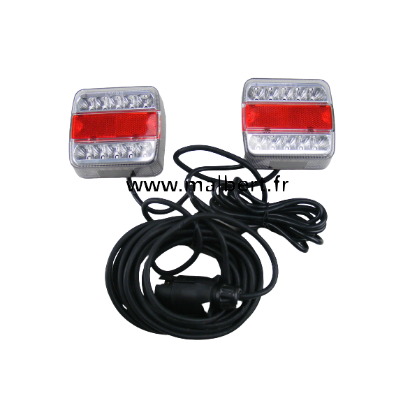 Kit éclairage 2 feux LED magnétique 7m50 / 12v