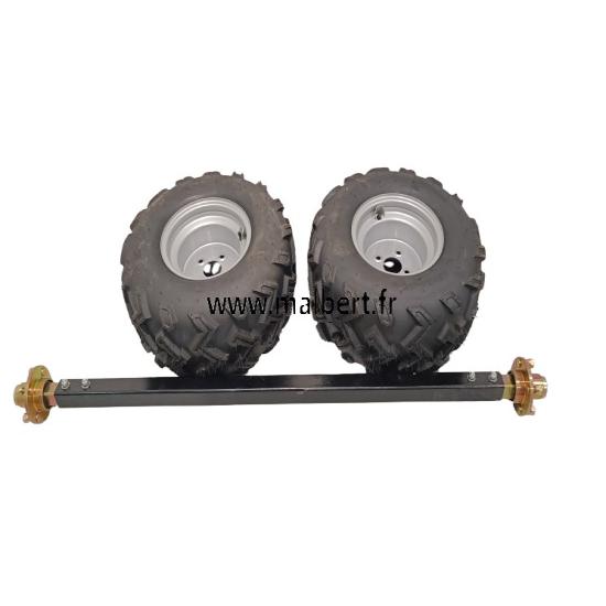 Ensemble essieu 750kg carré 50mm + 2 roue 22/11x10 ext 1690mm 4x100mm RECOUPABLE