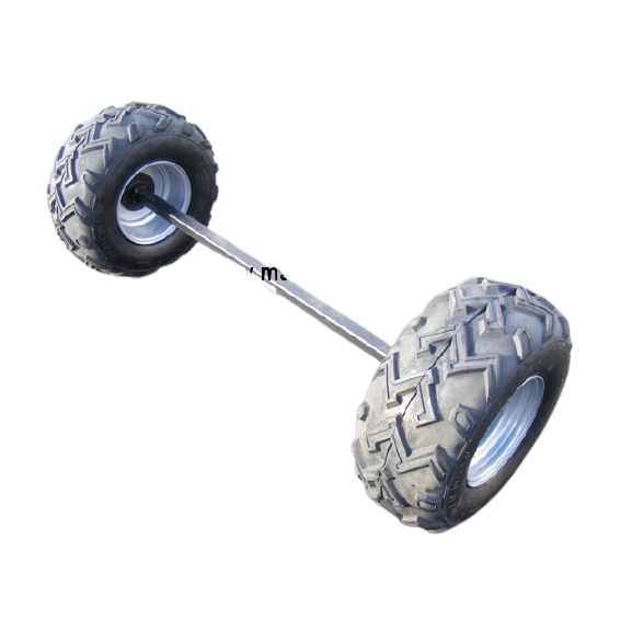 Ensemble essieu 1300kg carré 40mm + 2 roues 22/11x10 ext 1550mm 4x100mm