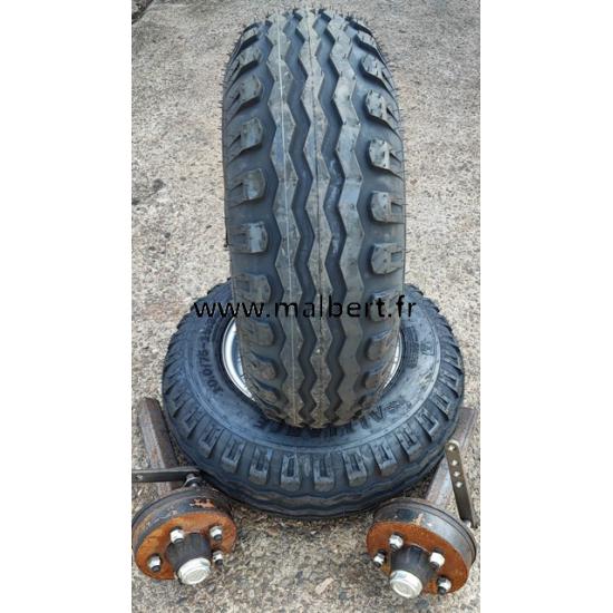 Ensemble 2 moyeux freinés + 2 roues 11.5/80x15.3